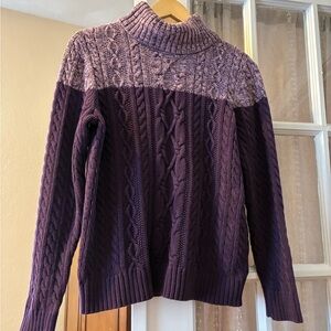 100% Cotton Women's Purple Cable Knit Sweater